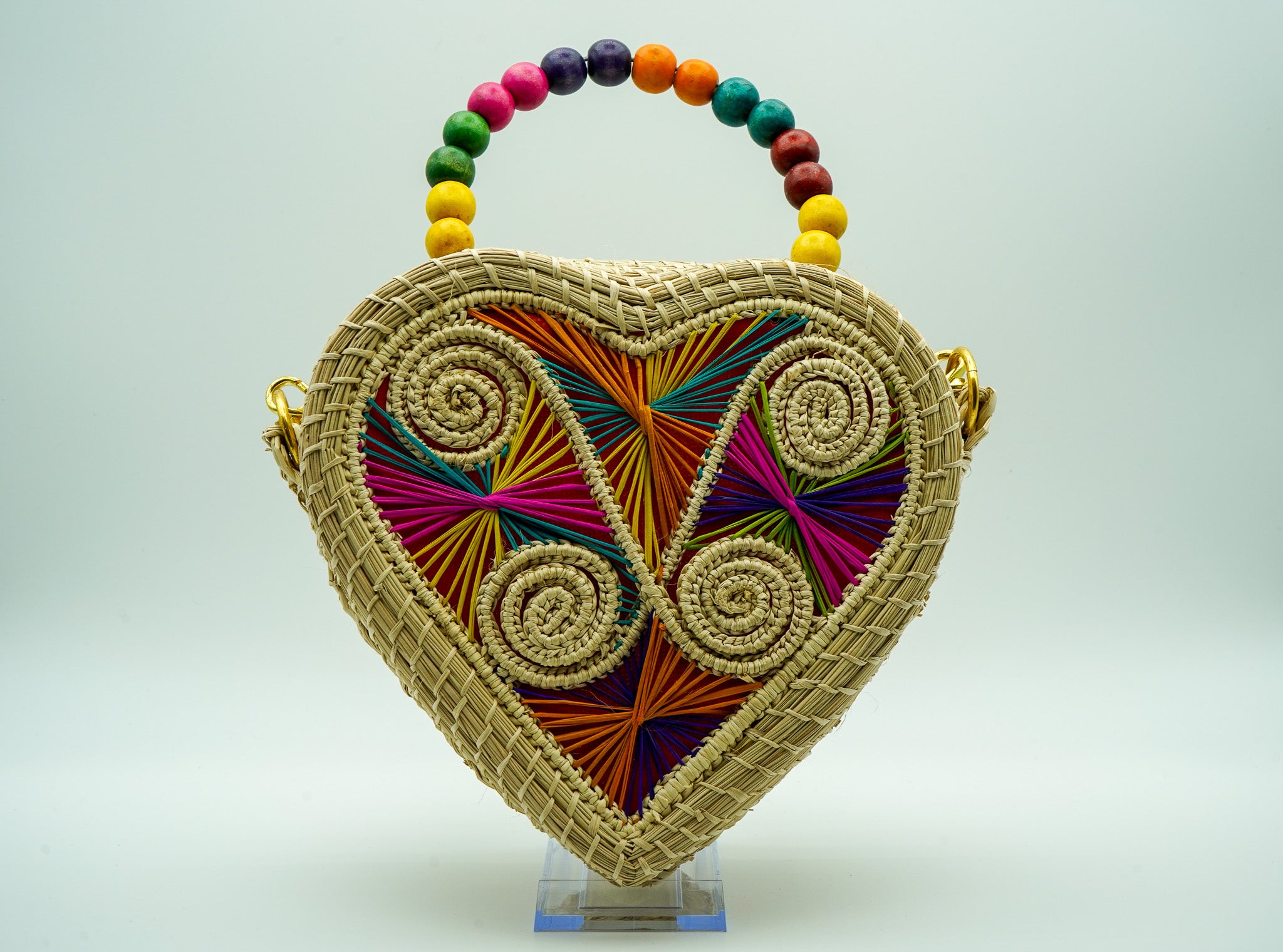 Heart shaped, straw purse
