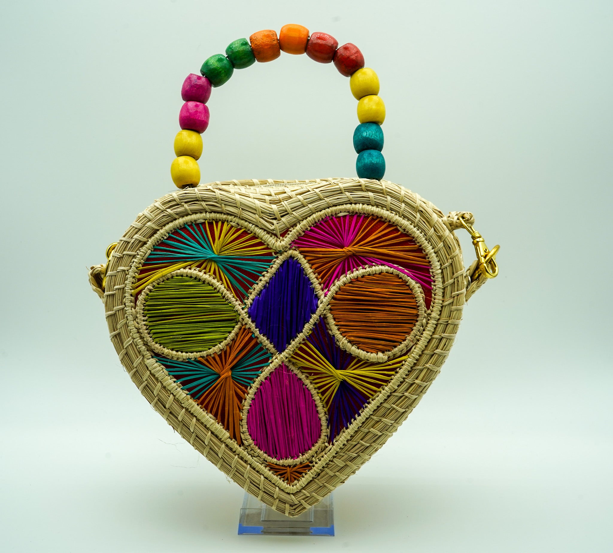 Heart shaped, straw purse